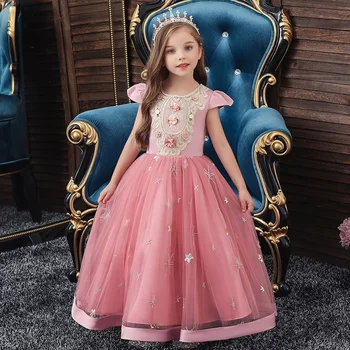 

2-12 Years Kids Dress Flower Lace Elegant Teenagers Prom Gowns Dresses Girl Party Kid Bridesmaid Princess Long Dress