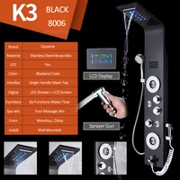 Black Nickel LED Shower Panel Six Functions Shower Column Rain Waterfall Shower Massage Spa Jets Tub Shower With Bidet Bath Taps 2