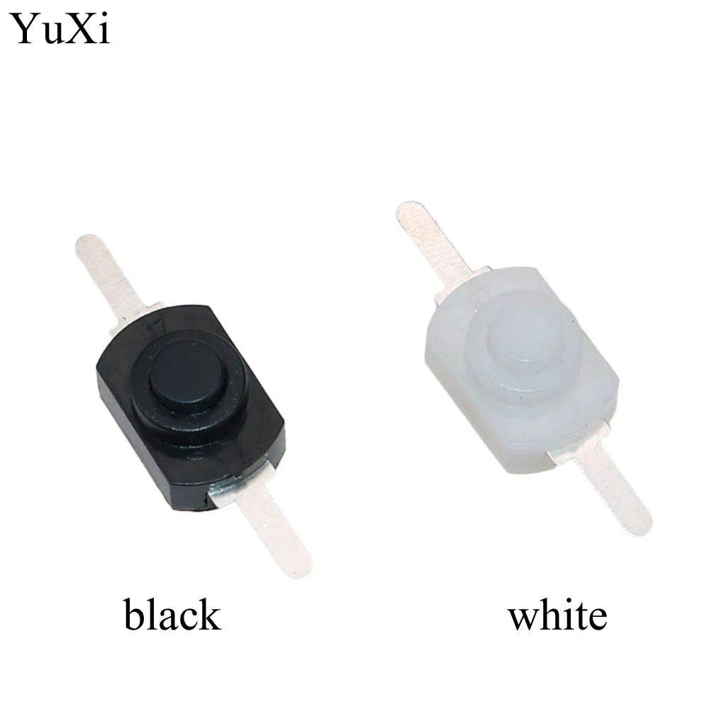 YuXi 1A 30V DC 250V White/Black Latching On Off Mini Torch Push Button Switch for Electric Torch 1208YD PN36