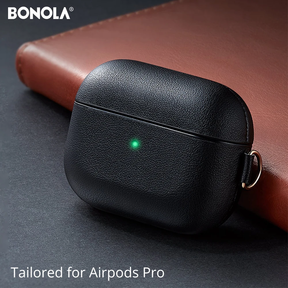 Кожаный чехол Bonola для Airpods Pro противоударный защитный s 3 с чехлом ключей наушников