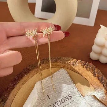 

Korea earrings pearl luxury geometry metal gold shell pearl ball flower tassel long section ear rings fashion women earring
