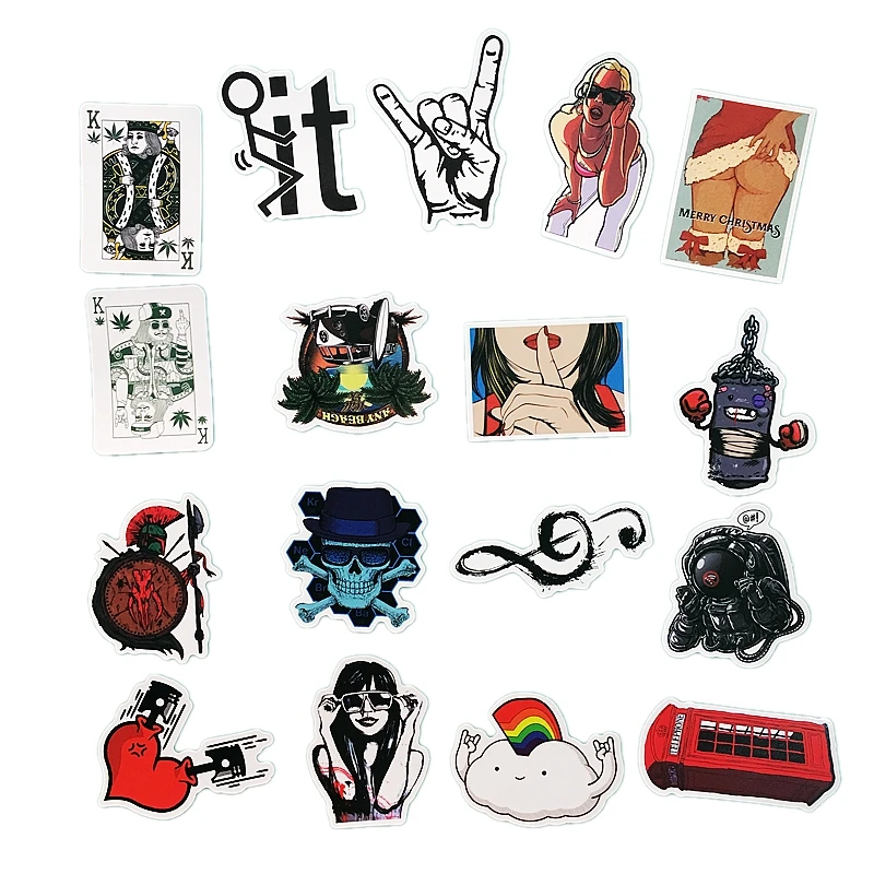 Stickers on A Laptop 50 Pcs/pack Fashion Style Graffiti Stickers for Moto Car & Suitcase Stickers Skateboard Sticker of Kids