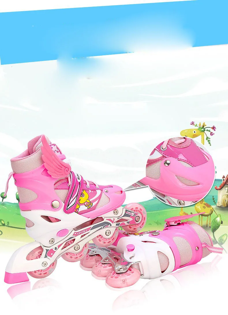 Высокое качество Профессиональные встроенные детские коньки один мигающий ПВХ обувь детские роликовые туфли