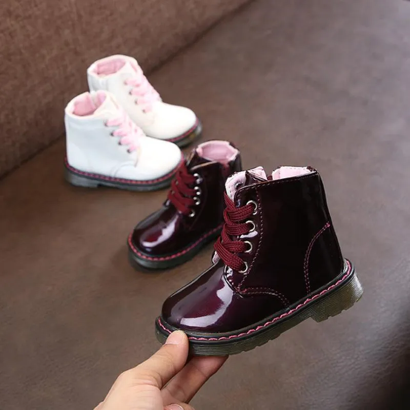 Autumn Winter Top Selling Boys Boots New Fashion Brand Kids Leather Shoes Girls Zipper Soft Casual Boots