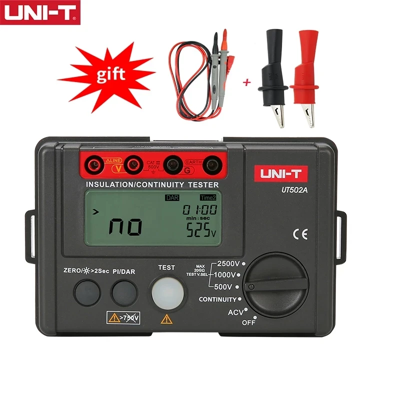 UNI-T UT502A 1000V 2500V Мегаомметр тестер изоляции мегомметр Мультиметр ом сопротивления