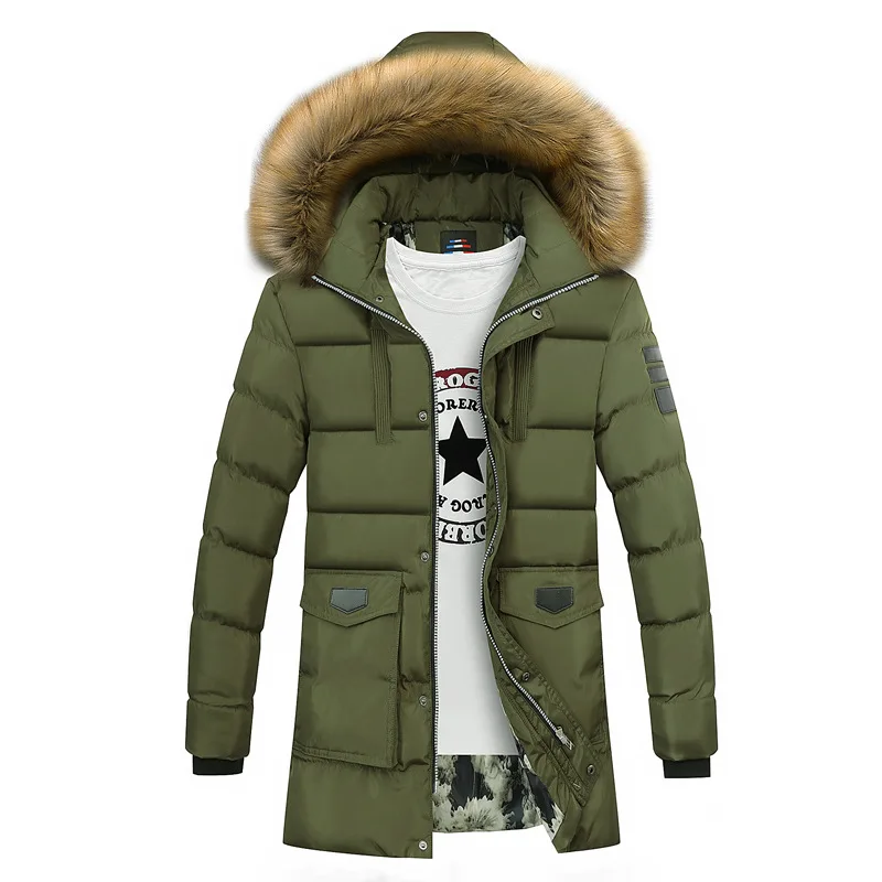 Deals 2019 New Winter Men Parkas Fashion Striped Men/Male Long Outwear Coats Hooded Thick Warm Windbreaker Couple Jackets clothing