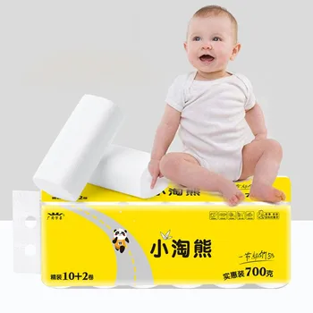 

12 Rolls Toilet Paper Soft Strong Toilet Tissue Home Kitchen 4-Ply for Daily Use Tissue soft paper Toile Home Outdoor 2020