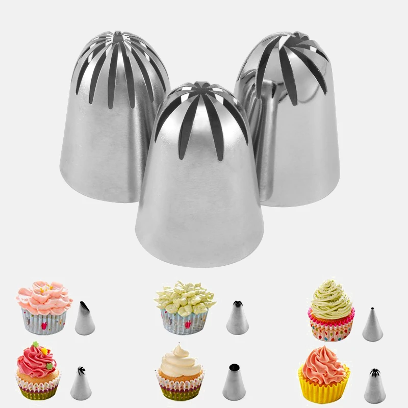 3 Pcs Stainless Steel Russian Large Size Nozzle Sets Pastry Icing Cream Piping Cake Decorating Tip Cupcake Kitchen Baking Tools Dessert Decorators Aliexpress aliexpress