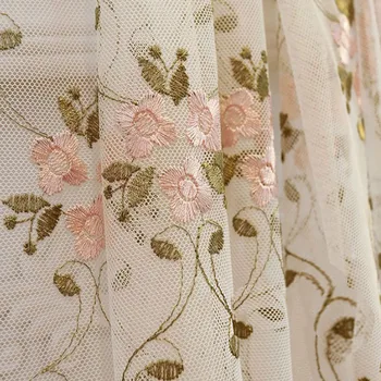 

Korean romantic 3D pink flower embroidered yarn for Living room bedroom luxury elegant window tulle home decoration wp366#4