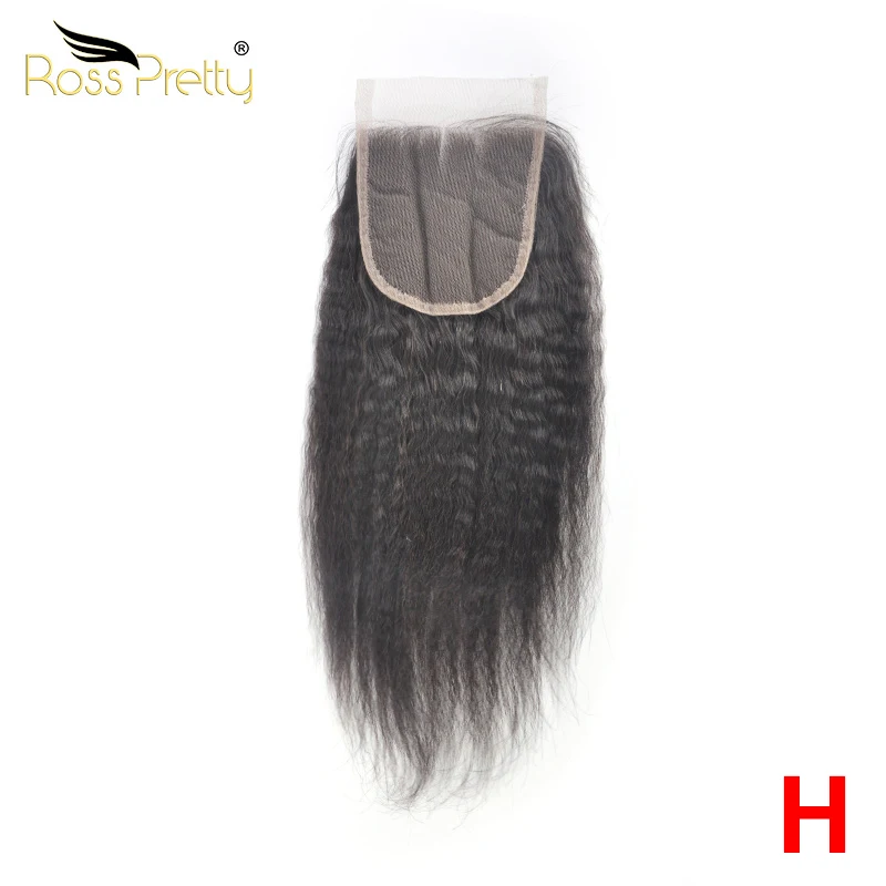 

Kinky Straight Lace closure Pre Plucked High Ratio Brazilian Remy Human Hair Closure 4x4 Swiss Lace Ross Pretty Hair Product