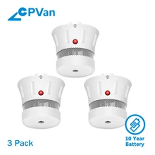 CPVan огонь дымовые датчики для курения 3 шт./лот EN14604 перечисленных Беспроводной детектор дыма пожарный извещатель дымовой пожарной сигнализации 10-летний Срок службы батареи rookmelder сигнализации детектор дыма