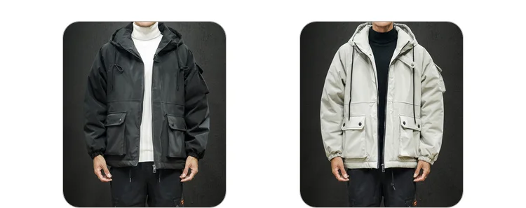 Мужская зимняя куртка с капюшоном, толстая, шелковая, хлопковая парка, модная, японская, свободная, в стиле хип-хоп, уличная одежда, большой размер, военные куртки, пальто