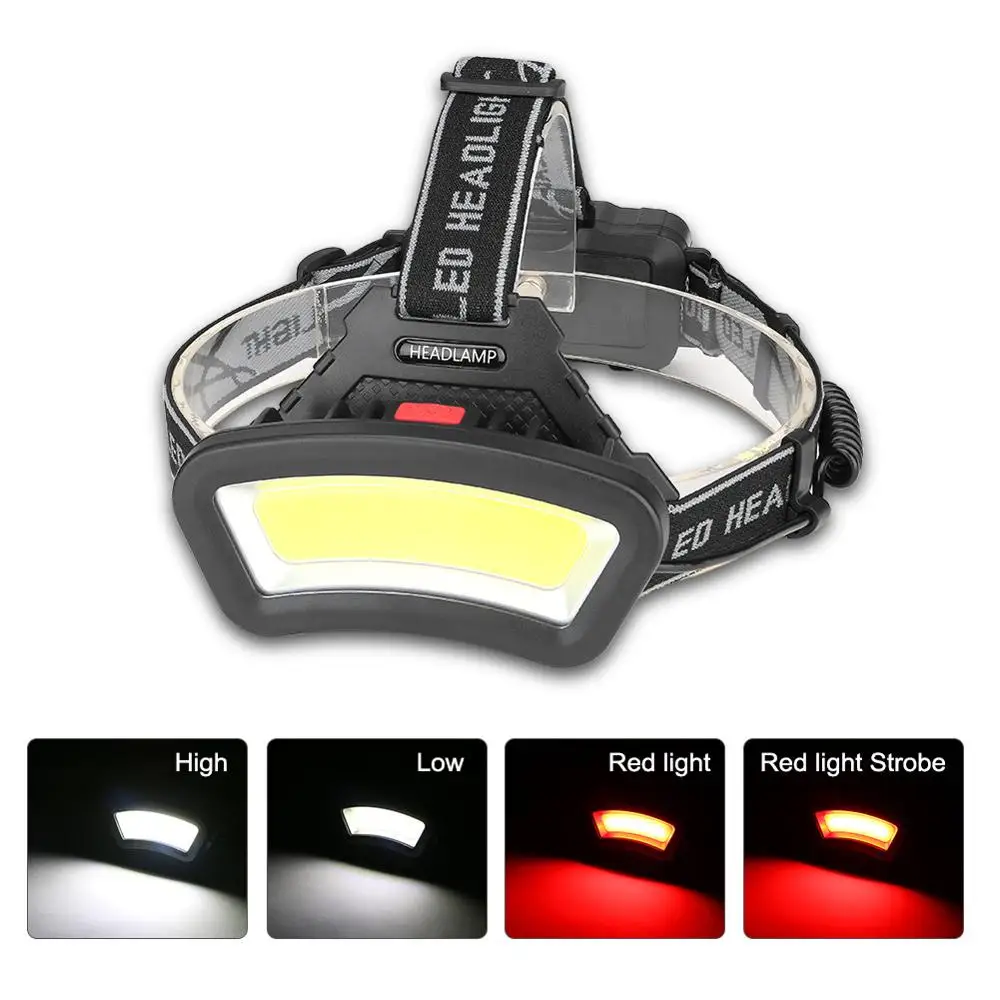 cob led headlamp USB Rechargeable red white light Fishing headlight Hunting 18650 head lamp Camping head light Flashlight Torch head flashlight,cob headlamp