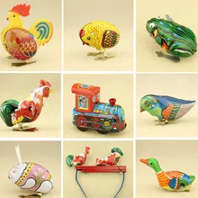 Chinese classic children's toy wind-up tin frog jumping frog toy tin rooster nostalgic tin toy mouse rabbit toy