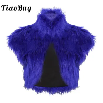 

Fashion Women Autumn Winter Warm Faux Fur High Neck Sleeveless Waistcoat Short Vest Jacket Coat Outwear Rave Party Shawl Shrug
