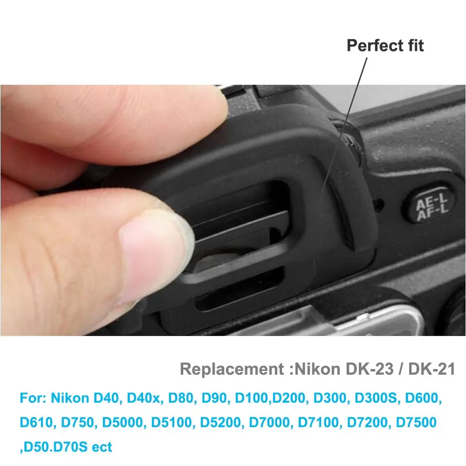 Paraocchio DK-21 In Gomma Per Nikon D40 D90 D200 D300 D750 – Compatibile, Nuovo - copertina