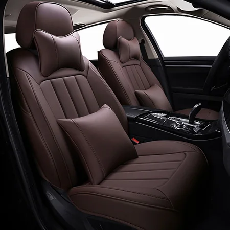 Coffee Deluxe Пользовательские кожаные чехлы для автомобильных сидений для Mitsubishi outlander 3 xl pajero V73 V93 V95 V97 2 3 4 полный спортивный протектор автомобильные чехлы для сидений - Название цвета: Coffee Deluxe