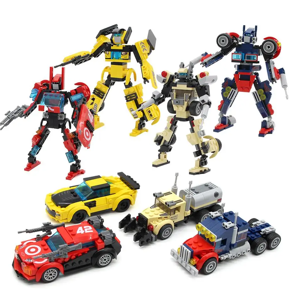 

Transform Robotcar Turn Into Robot Creator Building Blocks Mini Bricks Set Toys For Children Gudi Toyblock 4 In 1