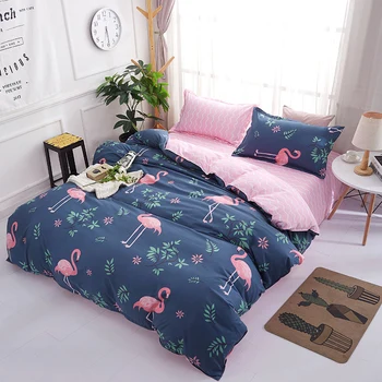 

Fresh Flamingo Bed linen comforter bedding set duvet cover set king Queen size bed set Quilt Cover Pillow case Home Textiles