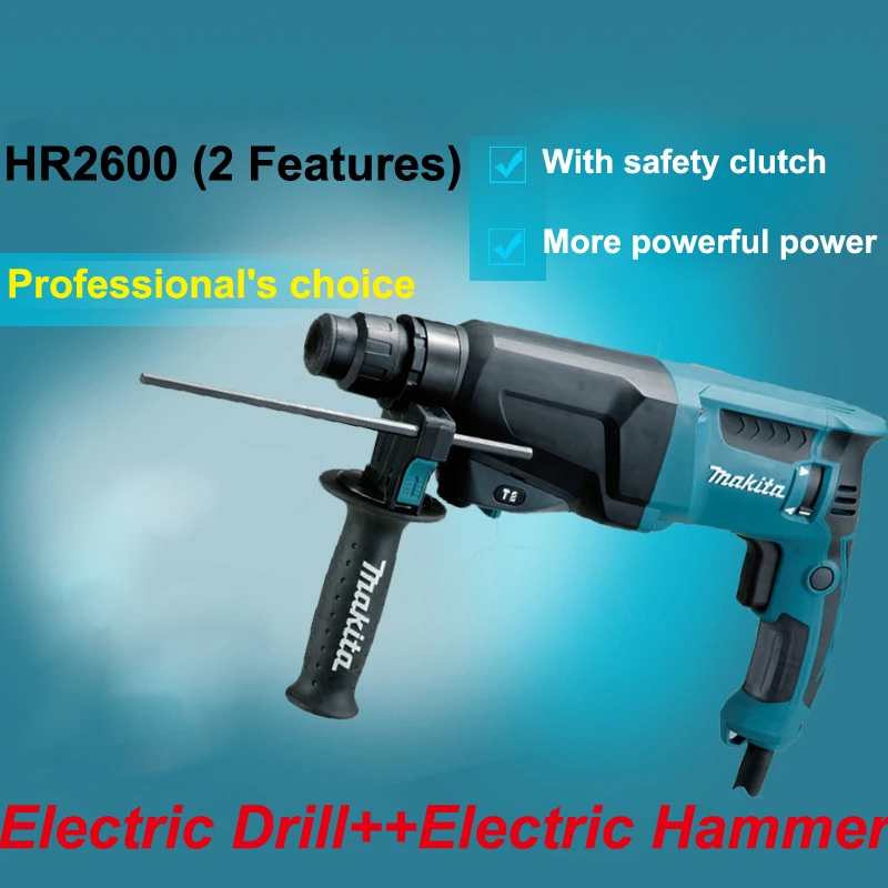Taladro de impacto japonés Makita HR2600 + Hamme eléctrico, 2 funciones,  herramientas eléctricas, potente Motor de 800W, perforación de albañilería  4600ipm 1.200 rpm|impact electric drill|power toolsdrill power tools -  AliExpress