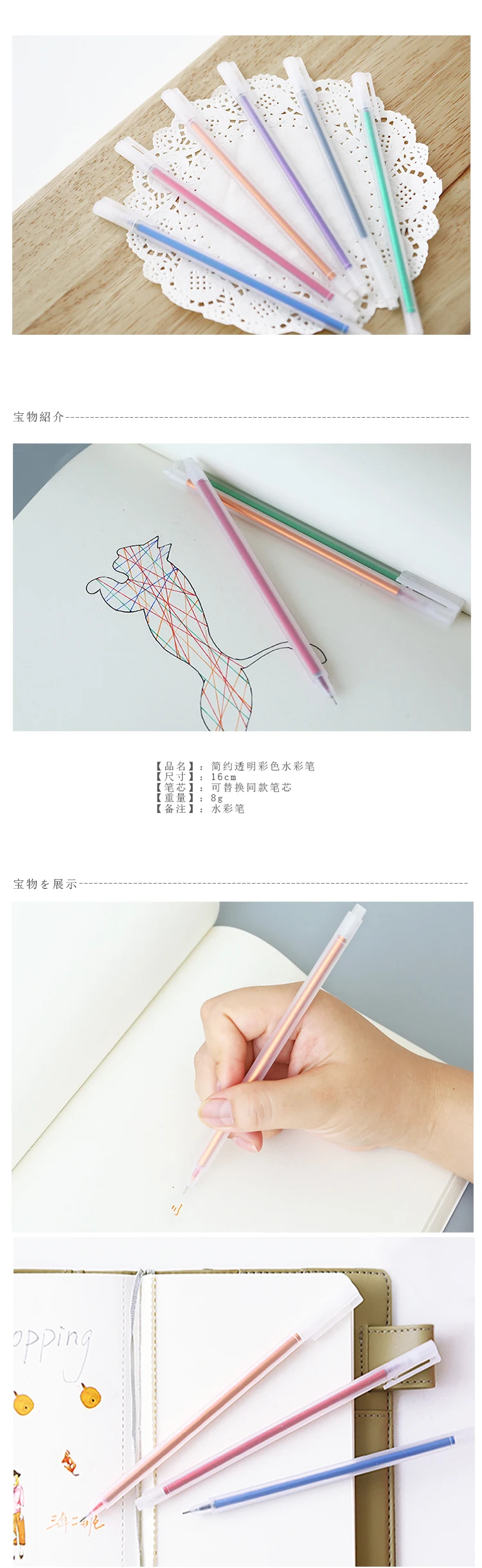 JIANWU 6 шт 0,5 мм гелевая ручка заправка простой, но элегантный Цвет гелевая ручка подарок школьные офисные принадлежности