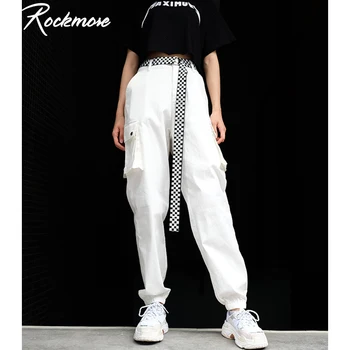 

Rockmore Harajuku White Cargo Pants Women Plus Size Streetwear High Waist Trousers Wide Leg Sweat Pants Ladies Pockets Joggers
