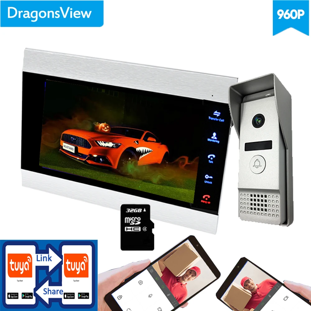 Беспроводной видеодомофон dragonsview 7 дюймов с Wi Fi AHD 960P для Android и IOS дверной звонок