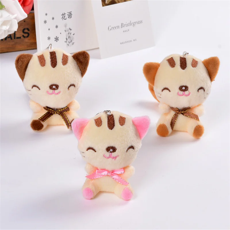 HANDANWEIRAN 1PCS Mini 9cm Smiley Cat Plush Toy PP Cotton Decorative Pendant Girl and Boy Holiday 3