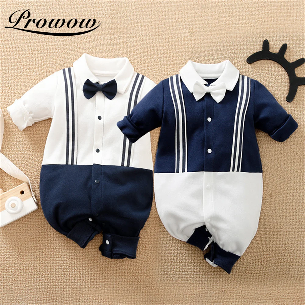 

Prowow 2021 Men's Baby Clothes Winter Newborn Jumpsuit Gentleman Baby Boy Overalls For Children's Clothing Cotton Baby's Rompers