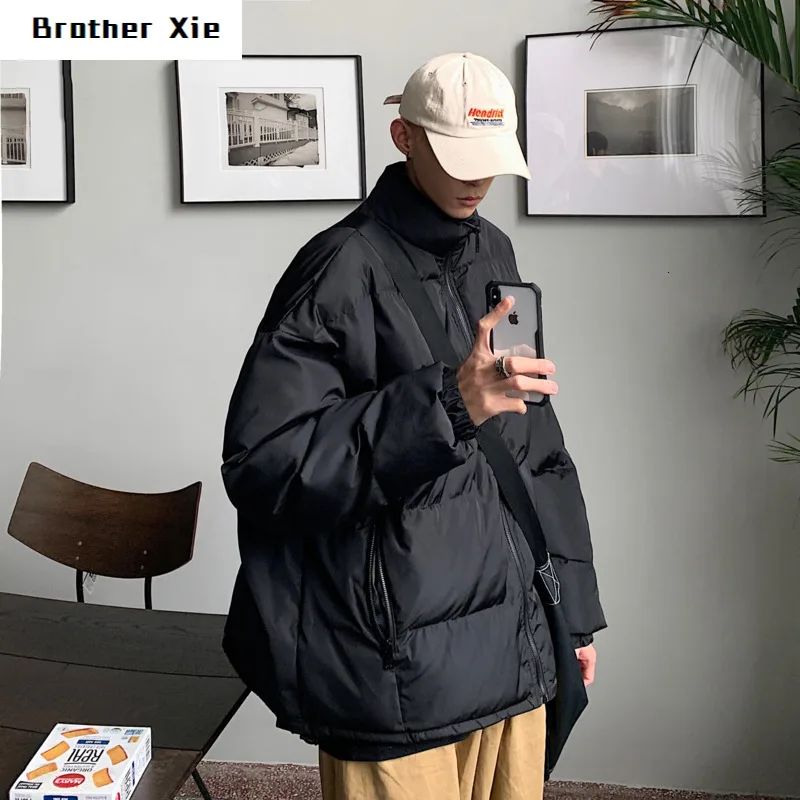 

Winter Short Coat Men's Warm Thick Fashion Letter Printing Casual Stand Collar Coat Man Streetwear Wild Loose Jacket Parka Men