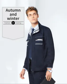 

Anti-Static Overalls Set Long Sleeve Stand Collar Reflective Work Clothes Factory Workwear Uniforms Coat And Pants Suit