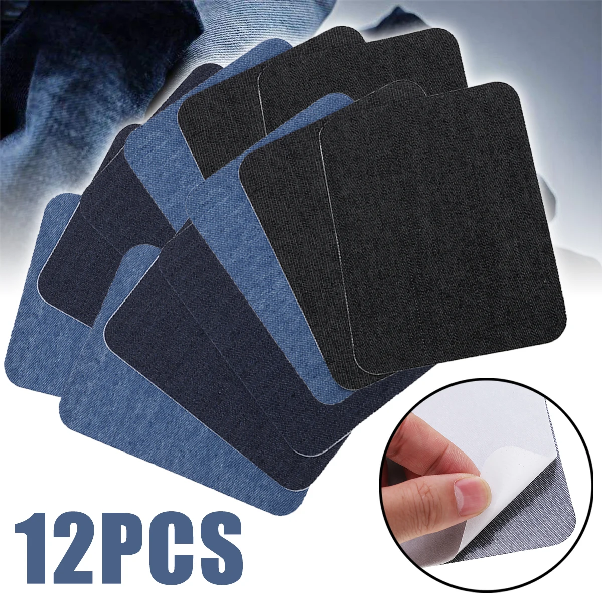 12Pcs Iron On Elbow Knee Denim Jeans Patches DIY Sewing Appliques Decor