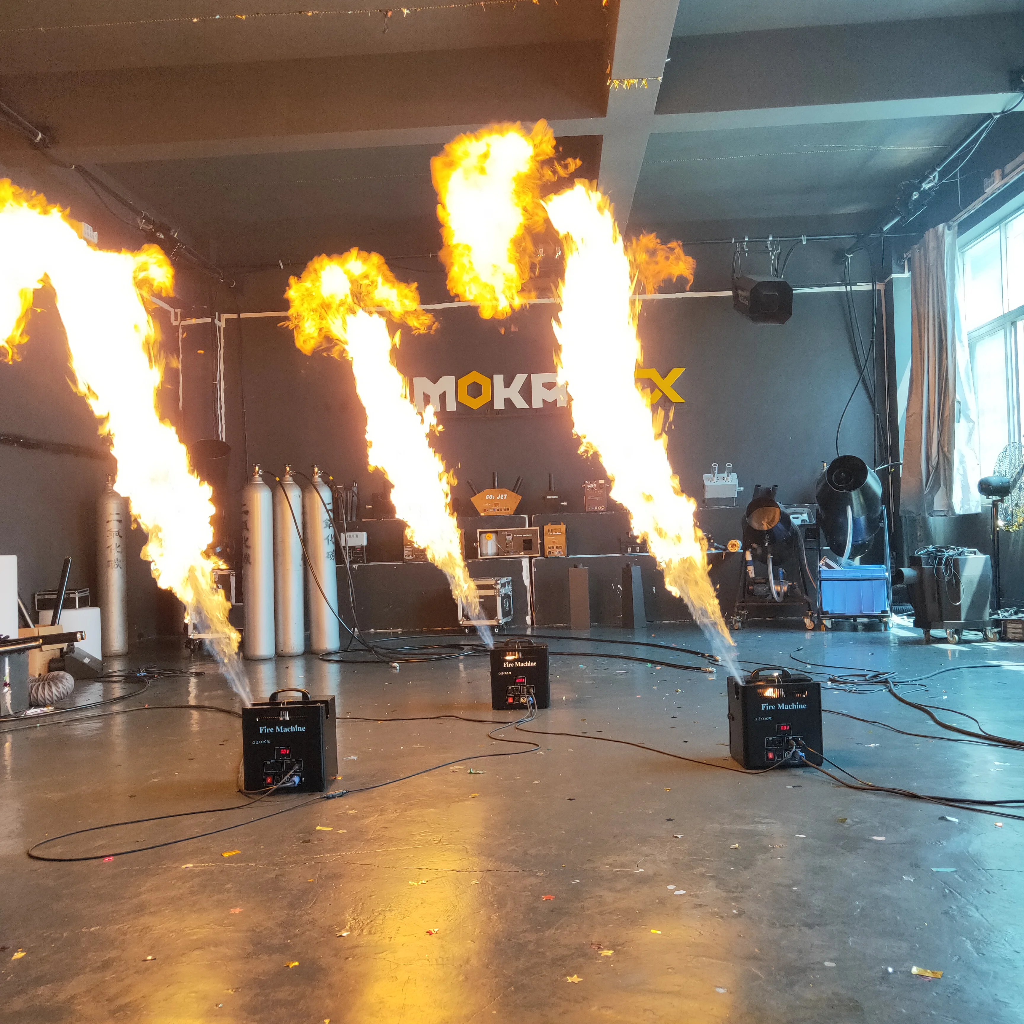 Flame Thrower 3 Heads Flame Machine Dmx Flame Projector With Safety