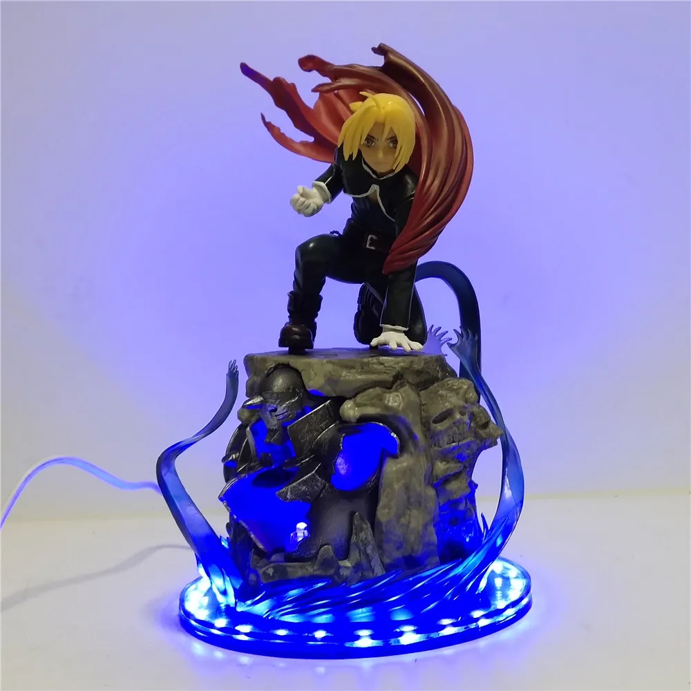 Fullmetal Alchemist Anime Figures Edward Elric LED DIY Set Lighting Model Toys Action Figurine Collector Elric Brinquedos Figma