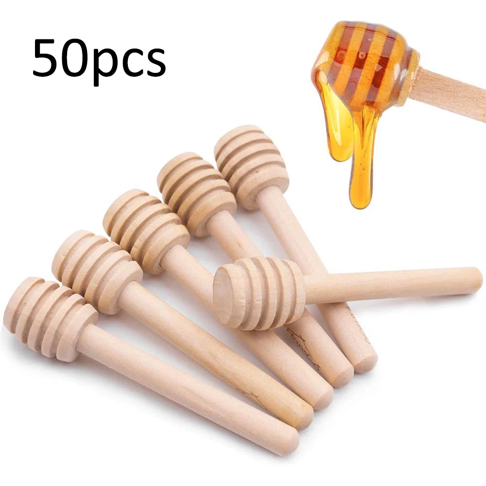 

50pcs/Set Mini Honey Stir Bar Mixing Handle Jar Spoon Honey Dipper Sticks For Honey Jar Coffee Milk Tea Supplies Kitchen Tools