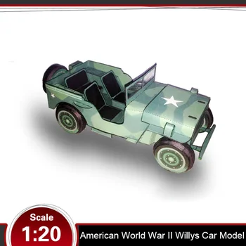 

American World War II Willis 3d Paper Model for Jeep Willys Stereo Handmade Drawing Military Car Work 1:20 Speelgoed Auto Wheels