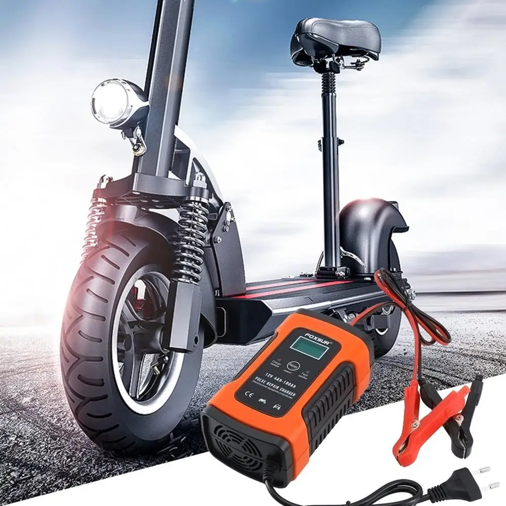 

Red Car Battery Charger Automobile Motorcycle Intelligent Pulse Repair 12V 5A LCD Motocycle Battery Charging Device