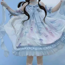 Full Spot oryginalny Design Goth sukienki kobiety Lolita Coral Jellyfish Jsk słodka miękka sukienka na szelkach tanie i dobre opinie MIMROOB SHORT CN (pochodzenie) Sukienki Lolita WOMEN kostiumy POLIESTER 96 (inclusive) - 100 (exclusive)