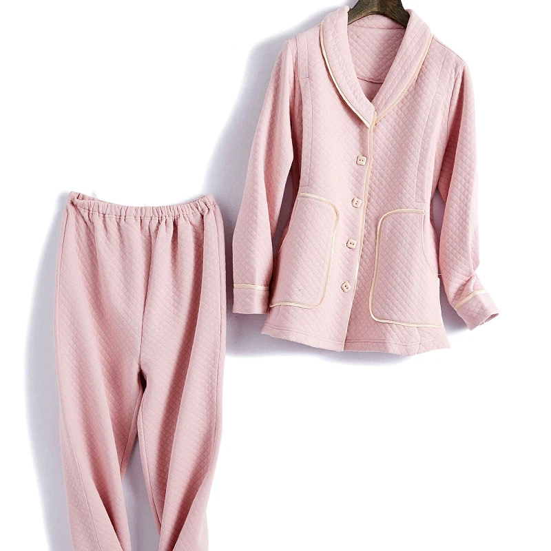 Pink Зимняя Пижама для кормления грудью средства ухода за кожей для будущих мам халат комплект для беременных Для женщин по беременности и родам пижамы одежда для сна 2 шт./компл - Цвет: Pink