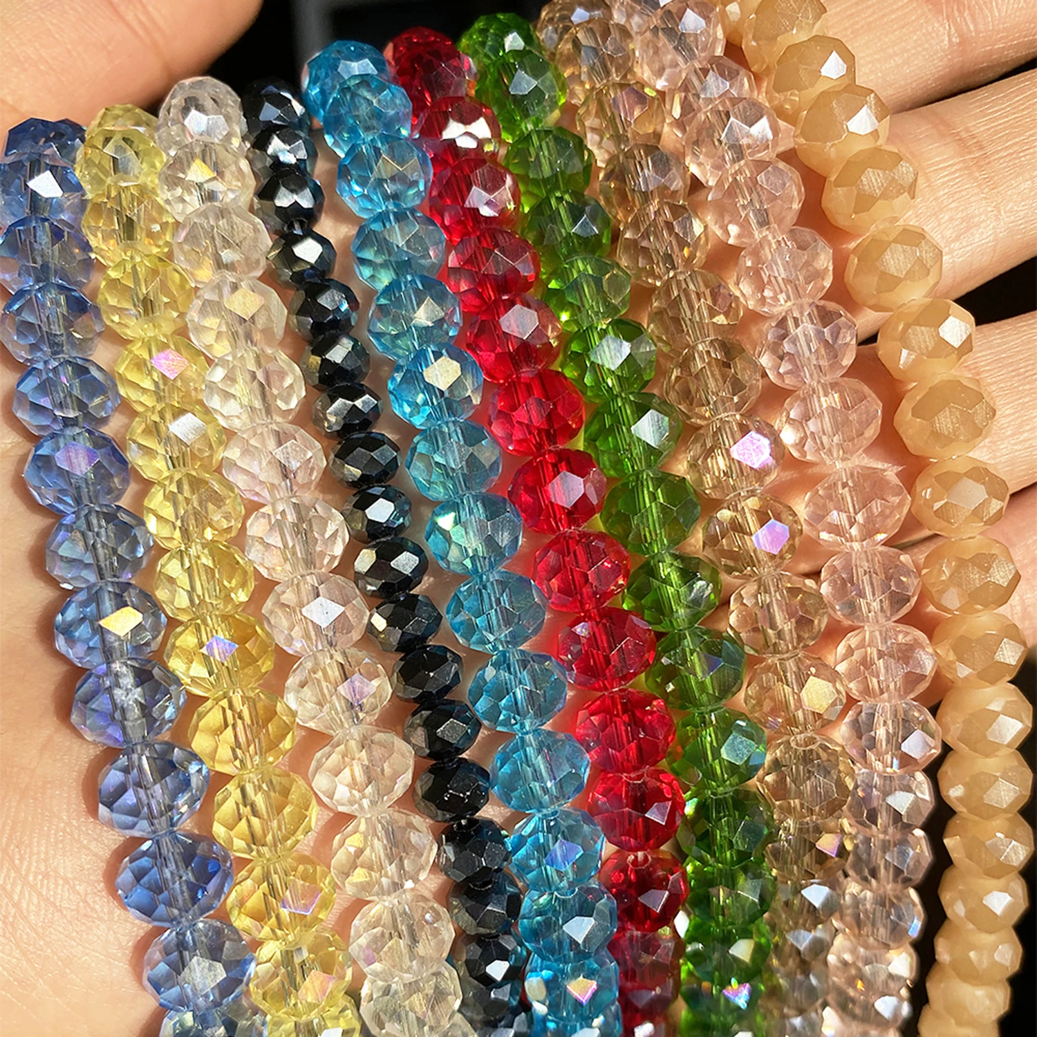 Cuentas redondas de cristal checo facetadas para fabricación de joyas, abalorios sueltos para joyería, accesorios de pulsera DIY, 3, 4, 8mm, Rondelle, 15'' _ - AliExpress Mobile