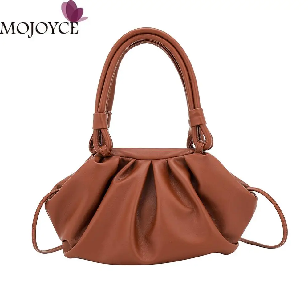 

Ladies Elegant Pure Color Cloud Shaped Crossbody Top-handle Bag Women PU Leather Casual Small Shoulder Messenger Handbags