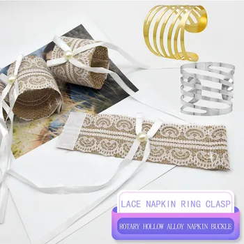 

4PCS Lace Napkin Ring Buckle Wedding Wedding Table and Chair Buckle Burlap Napkin Ring Napkin Wedding Banquet Party Decoration