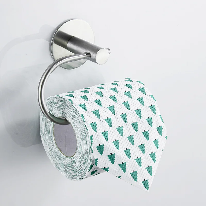Держатель для туалетной бумаги для ванной комнаты без сверления самоклеющийся держатель для бумаги из нержавеющей стали на стену для ванной комнаты кухни Круглый держатель для бумаги в рулоне