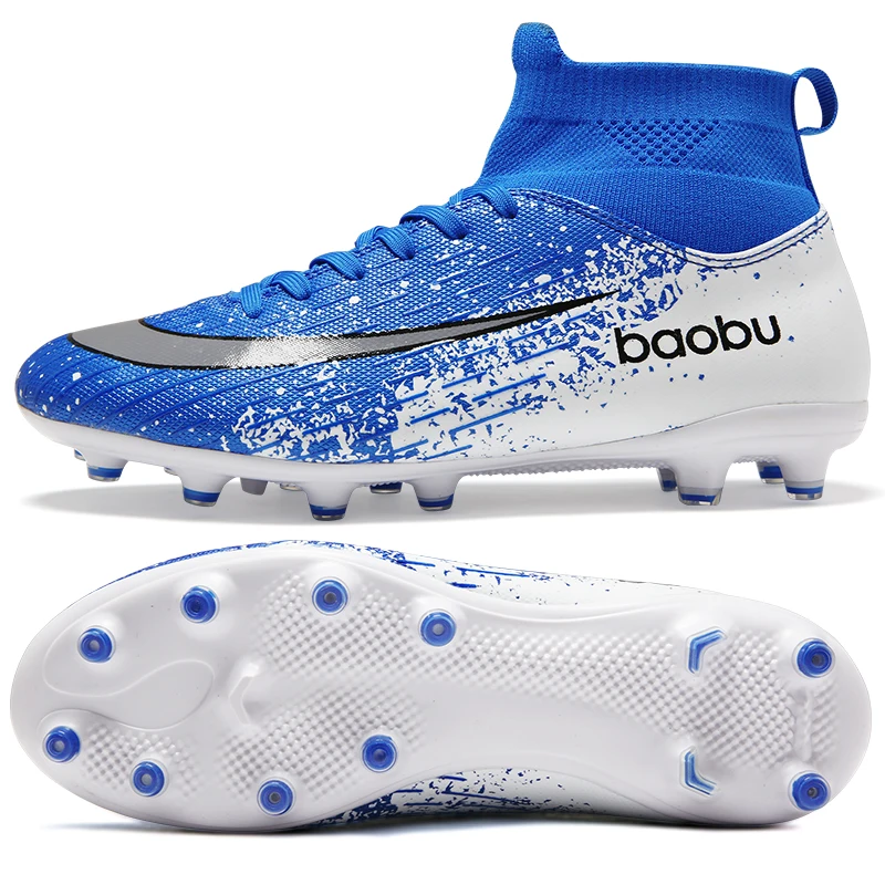 

New Man High Top Ankle Football Train Shoes Turf TF Flat Classic Soccer Boots Women Sneakers Lightweight Kids Indoor Turf Futsal
