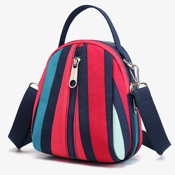 

Girls Shoulder Bag Blue Black Red Striped Single Shoulder Mobile Diagonal Mobile Phone Bag Printed Ladies Small Crossbody Bag