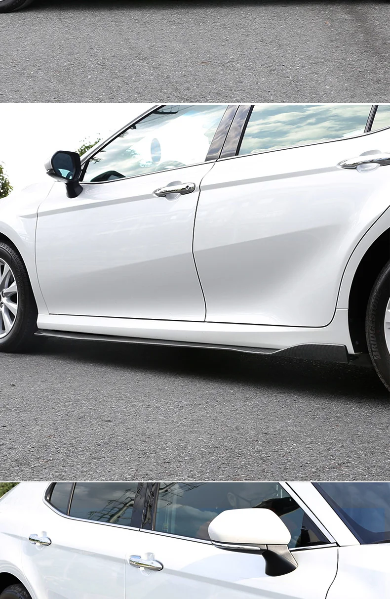 Автомобильный Стайлинг для Toyota Camry ABS углеродного волокна боковые юбки комплект для губ разветвители бампер крышка
