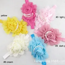 Стиль, Европа и Америка, жемчужная шифоновая лента для волос для маленьких девочек, аксессуары для фотосъемки сто Тянь Чжао