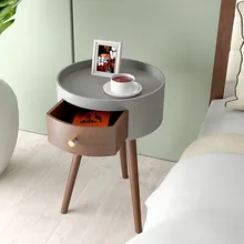 Table basse minimaliste italienne de couleur grise, de style néo classique, pour salon, bureau, salle à manger, chambre à coucher, petite Table ronde avec tiroir de rangement