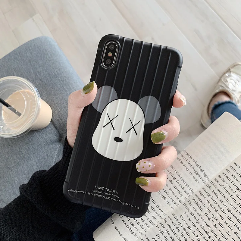 

For IPhone7 8Plus XX Eyes Bear IMD Anti Fall Trunk Suitcase Style Back Cover Cartoon Bear for IPhoneXs XR Max Mobile Phone Shell