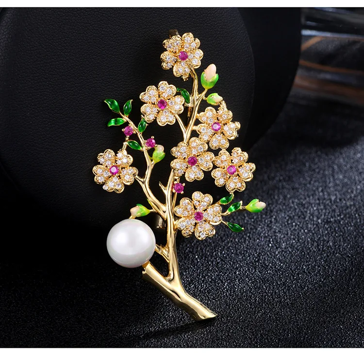 Luxury AAA Zircon Rose Sunflower Dandelion Brooches Pins Jewelry Rhinestone Cubic Zirconias Brooch for Women Wedding Bouquet Pin